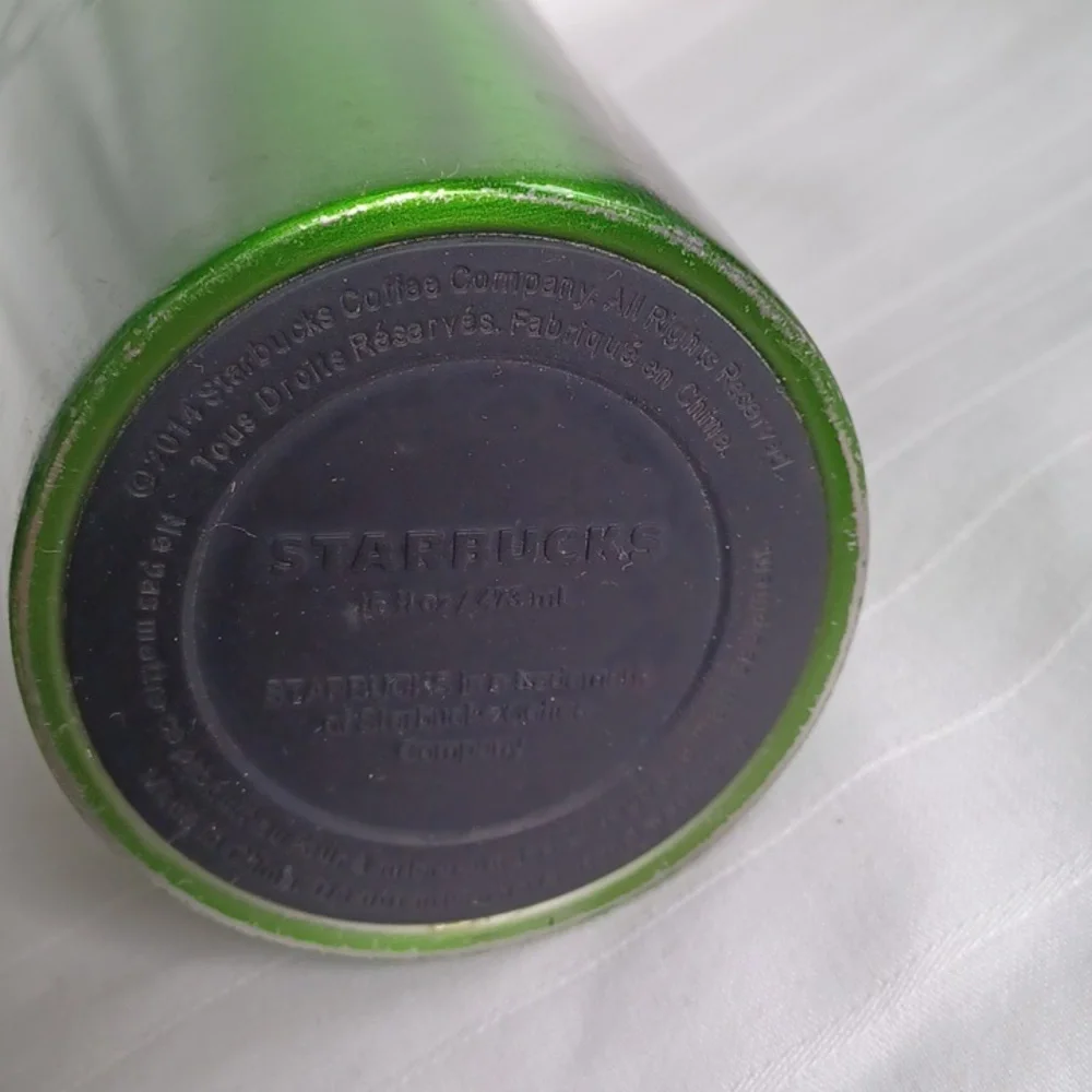 Starbucks 2014 Mirror Green Embossed Siren 16 Oz. Metal Travel Tumbler - Picture 10 of 15